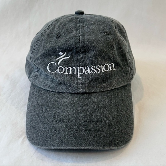 Compassion Hat Gray Baseball Trucker Garment Washed Denim Adjustable Strap - Picture 1 of 7